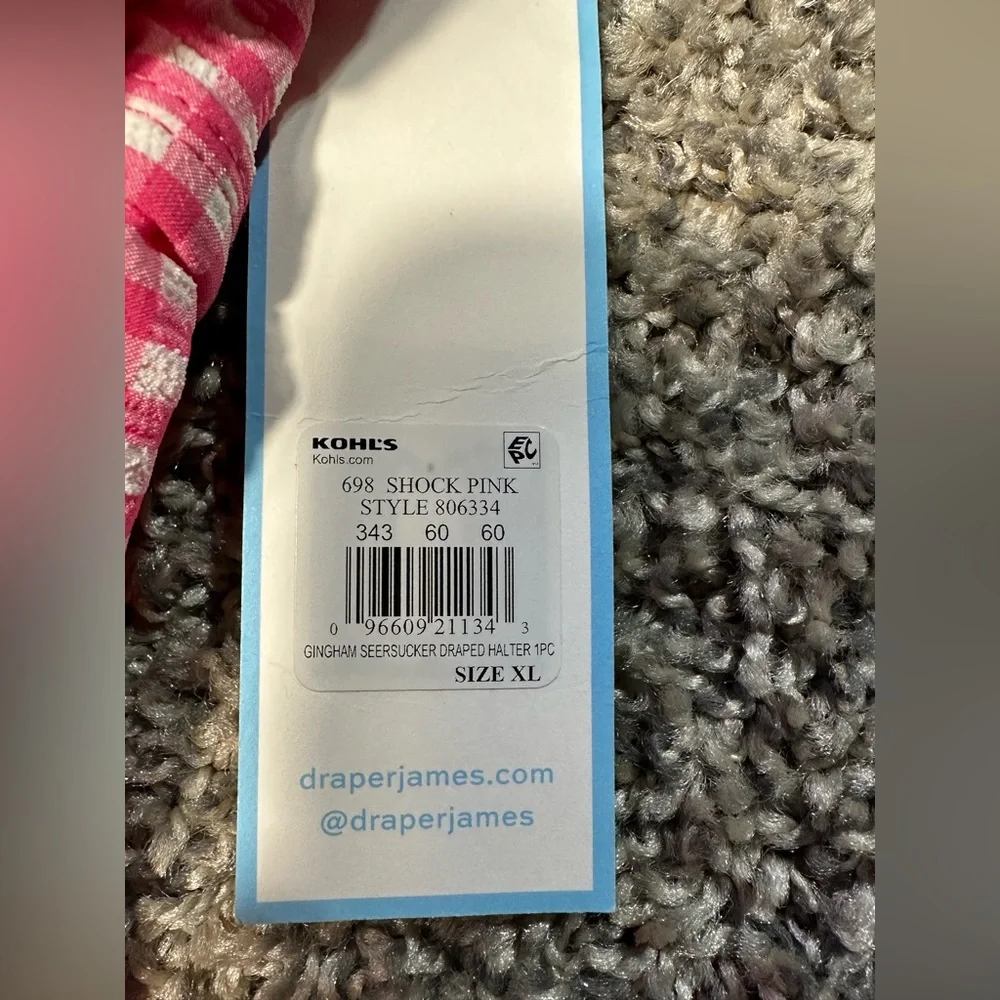 NWT Draper James Gingham Seersucker Draped Halter One-Piece Swimsuit Size XL - Picture 4 of 5